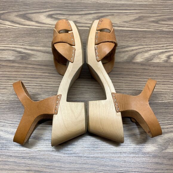 Swedish Hasbeens Womens Brown Leather Clog Sandals European Size 40 US Size 9 - Picture 3 of 14